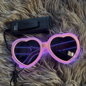 Pink Heart neon light up  Sunglasses with battery pack